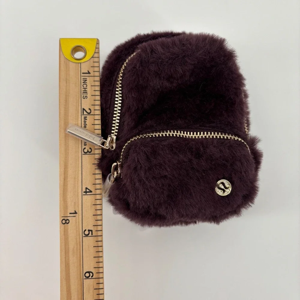 Lululemon Everywhere Backpack Nano Plush Fleece Womens OS Black Plum NEW Gold HW